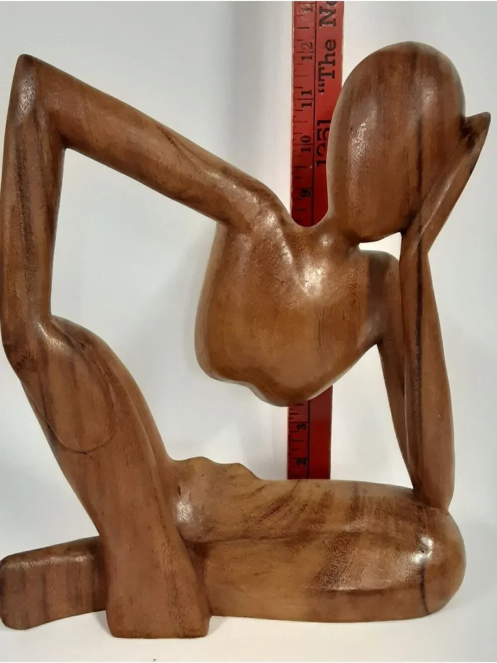 G6 Collection Large Hand-Carved Suar Wood Thinking Man